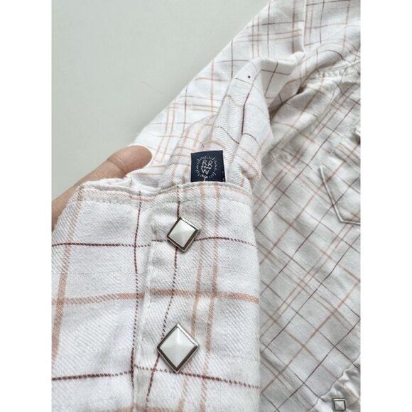 Vintage 00's ROCKMOUNT Made in USA White Check Snap Front Western Shirt, Size S - Picture 9 of 13